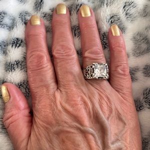 Large square CZ with .925 sterling silver ring